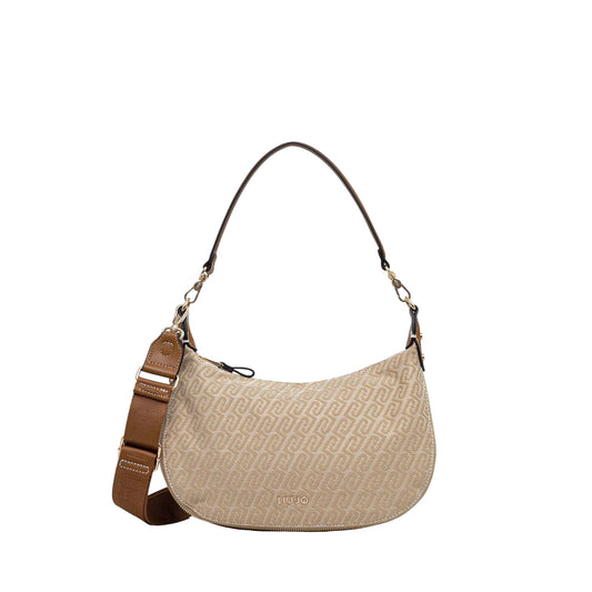 Borsa a mezza luna beige