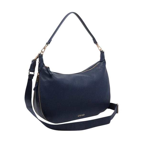 Borsa blu con motivo all-over del logo