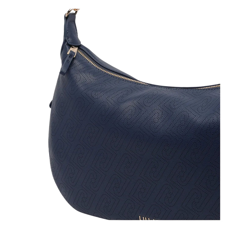 Borsa blu con motivo all-over del logo