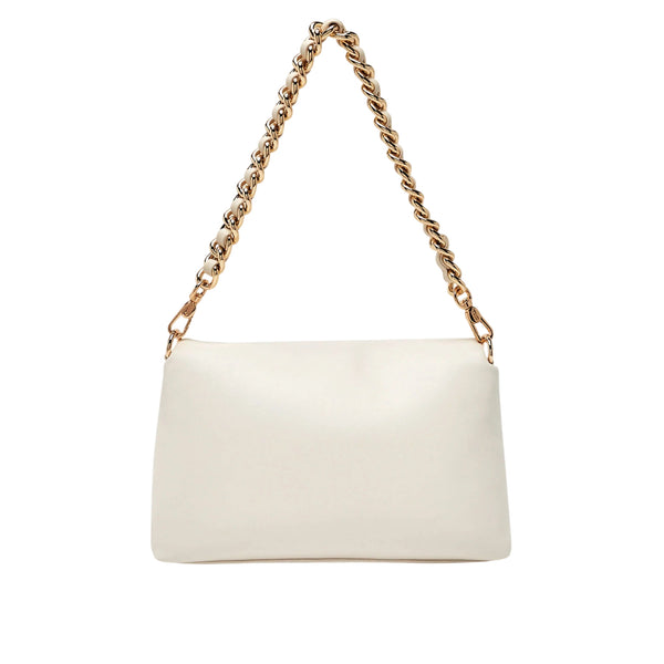 Borsa crema a tracolla con manico a catena 