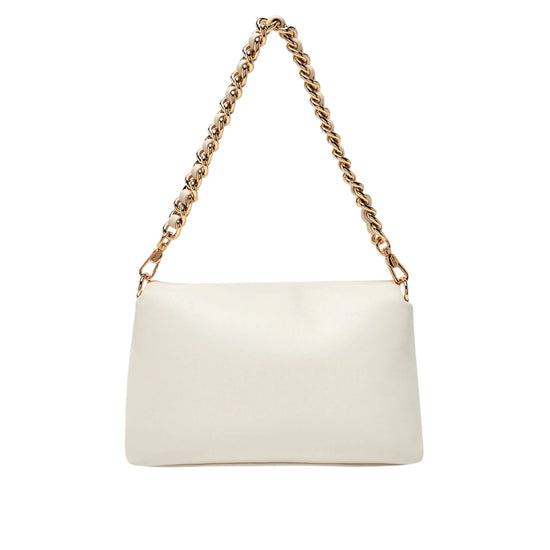 Borsa crema a tracolla con manico a catena 