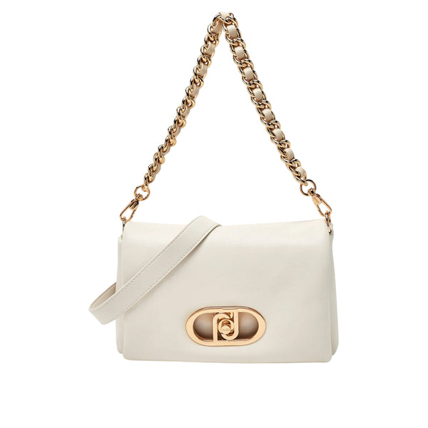Borsa crema a tracolla con manico a catena 