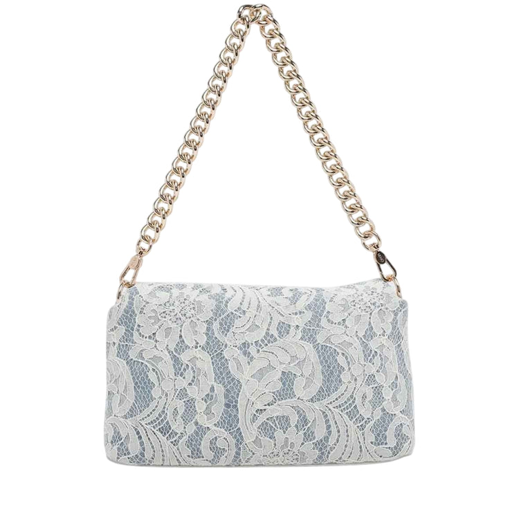 Borsa a tracolla con rivestimento in pizzo