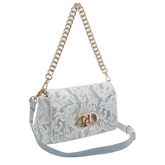 Borsa a tracolla con rivestimento in pizzo