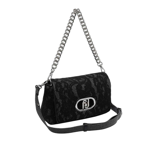 Borsa con pizzo floreale nero