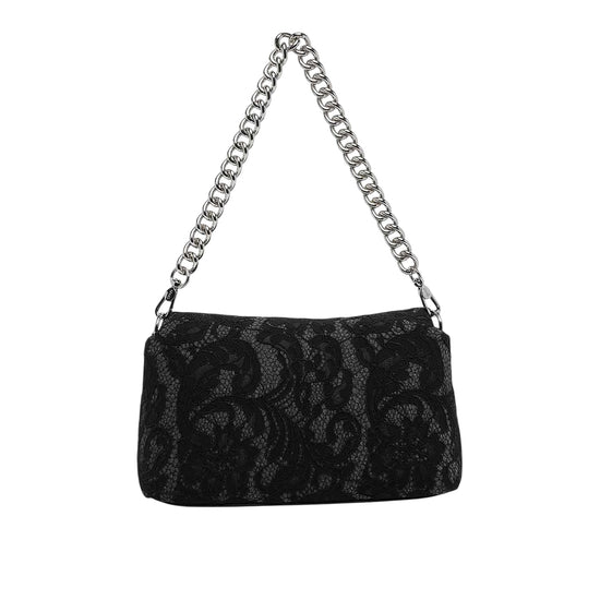 Borsa con pizzo floreale nero