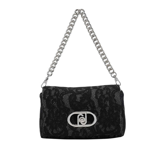 Borsa con pizzo floreale nero
