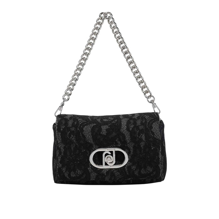 Borsa con pizzo floreale nero