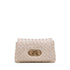 Borsa a spalla beige con lavorazione intrecciata 
