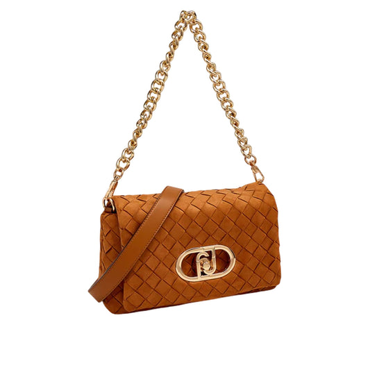 Borsa a spalla plissettata cammello 