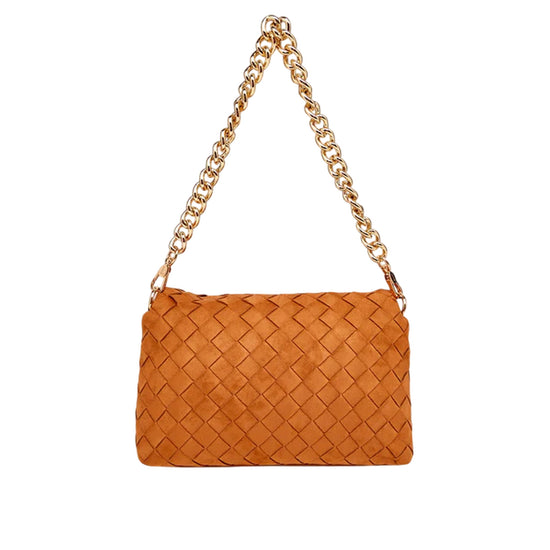 Borsa a spalla plissettata cammello 