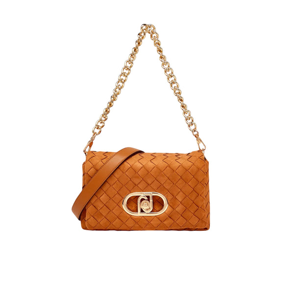 Borsa a spalla plissettata cammello 