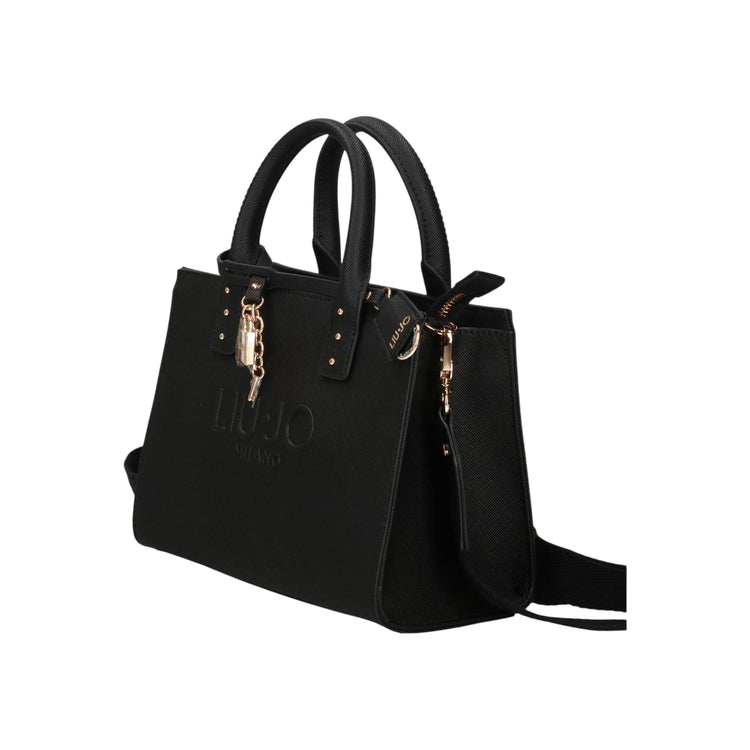 Borsa in ecopelle nera con tracolla 