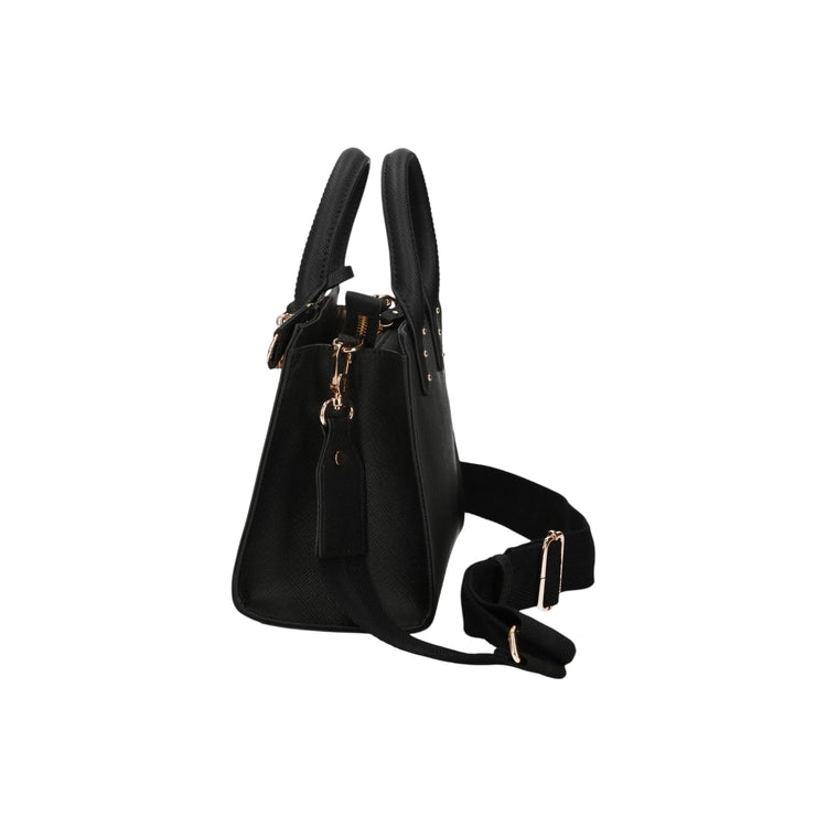 Borsa in ecopelle nera con tracolla 