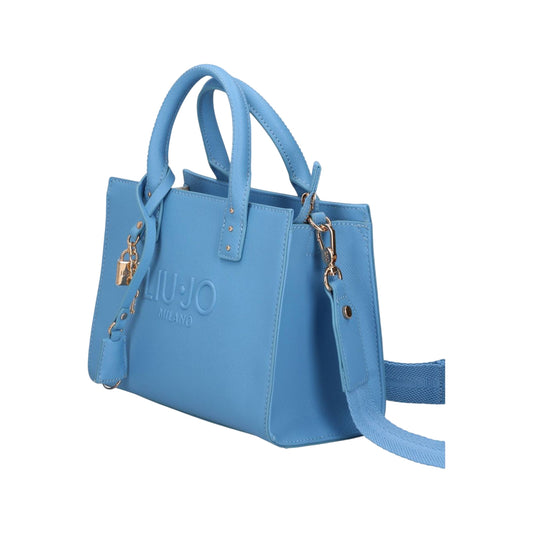 Borsa a mano azzurra in ecopelle con tracolla rimovibile