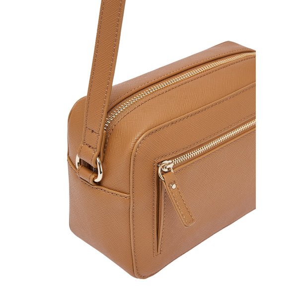 Borsa a tracolla cuoio in pelle saffiano 