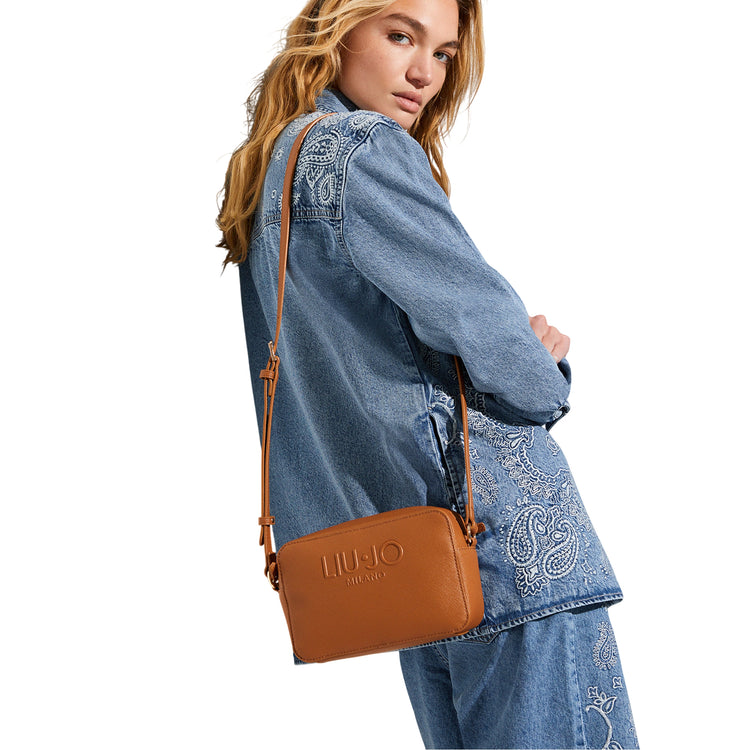 Borsa a tracolla cuoio in pelle saffiano 