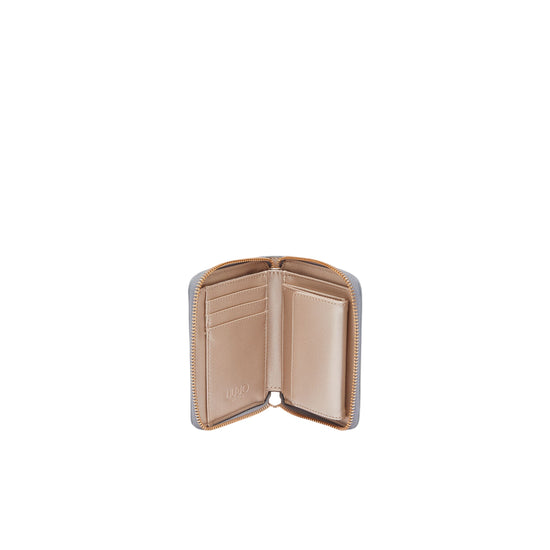 Portafoglio piccolo Donna effetto bottalato Celeste interno