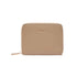 Portafoglio Donna Beige, effetto bottalato, con logo in metallo frontale e zip around