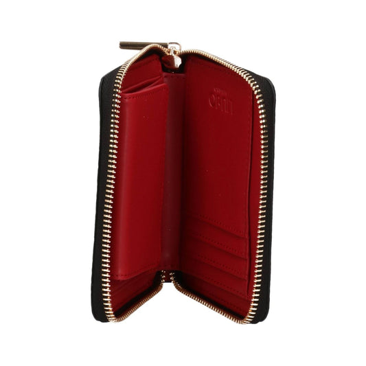 Portafoglio Donna compatto Nero, zip around, con logo in metallo frontale 