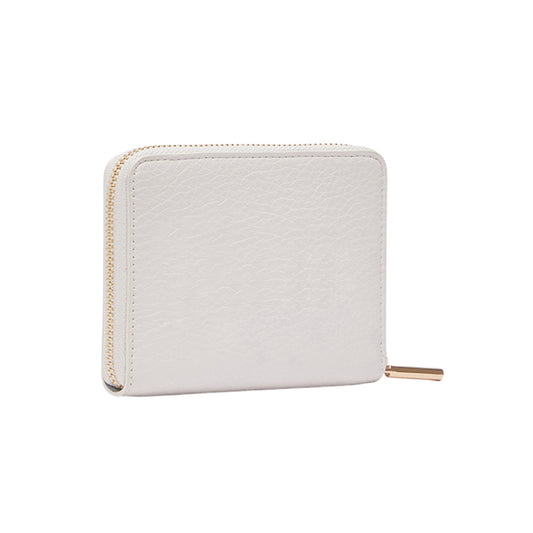 Portafoglio Donna Bianco compatto, dall'effetto bottalato, con interno a contrasto