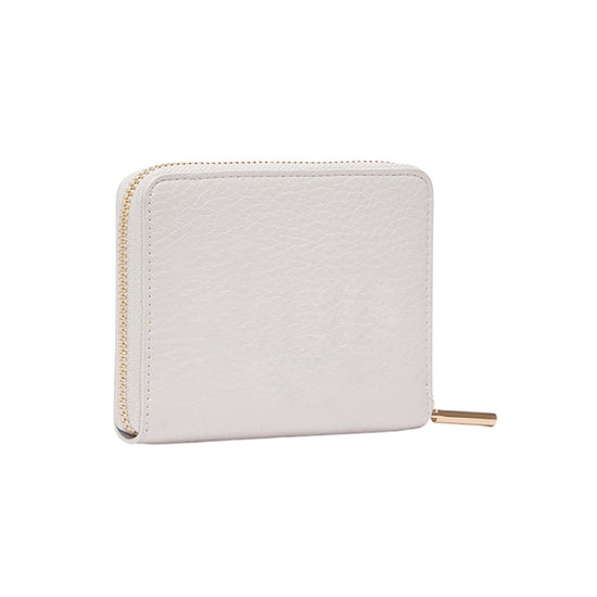 Portafoglio Donna Bianco compatto, dall'effetto bottalato, con interno a contrasto
