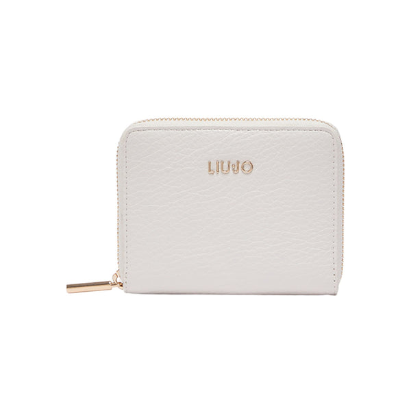 Portafoglio Donna Bianco compatto, dall'effetto bottalato, con interno a contrasto