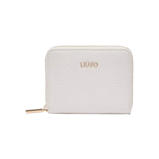 Portafoglio Donna Bianco compatto, dall'effetto bottalato, con interno a contrasto