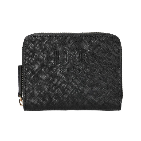 Portafoglio Donna in ecopelle Nera, con logo in rilievo e tasca interna per monete