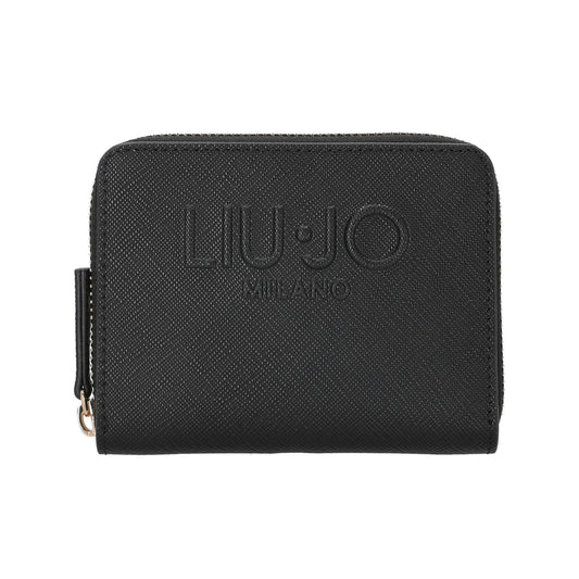 Portafoglio Donna in ecopelle Nera, con logo in rilievo e tasca interna per monete