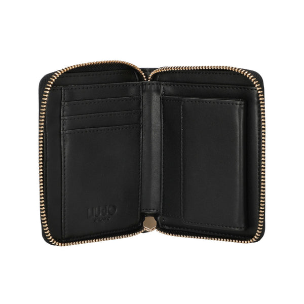 Portafoglio Donna in ecopelle Nera, con logo in rilievo e tasca interna per monete