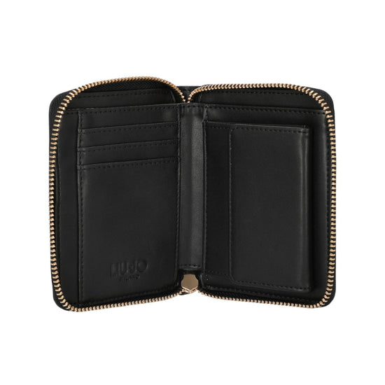 Portafoglio Donna in ecopelle Nera, con logo in rilievo e tasca interna per monete