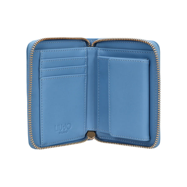 Portafoglio Donna Azzurro, compatto, in ecopelle, con tasca interna per monete