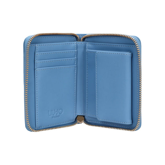 Portafoglio Donna Azzurro, compatto, in ecopelle, con tasca interna per monete