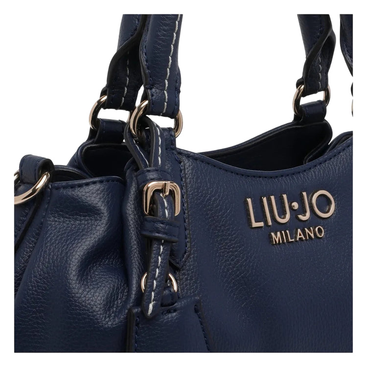 Borsa a mano blu in ecopelle 