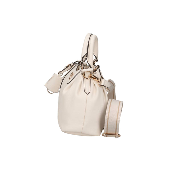 Borsa beige in ecopelle con dettagli oro