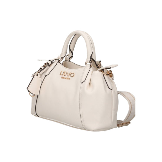 Borsa beige in ecopelle con dettagli oro