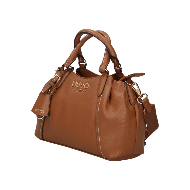 Borsa Donna Cuoio, due manici a mano e logo frontale