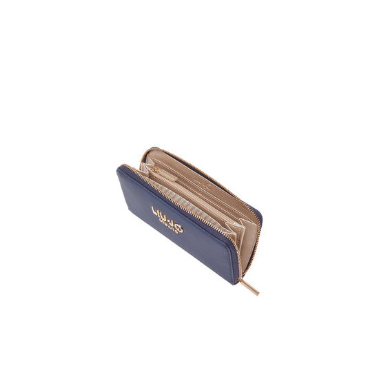 Portafoglio Donna grande con zip blu scuro interno