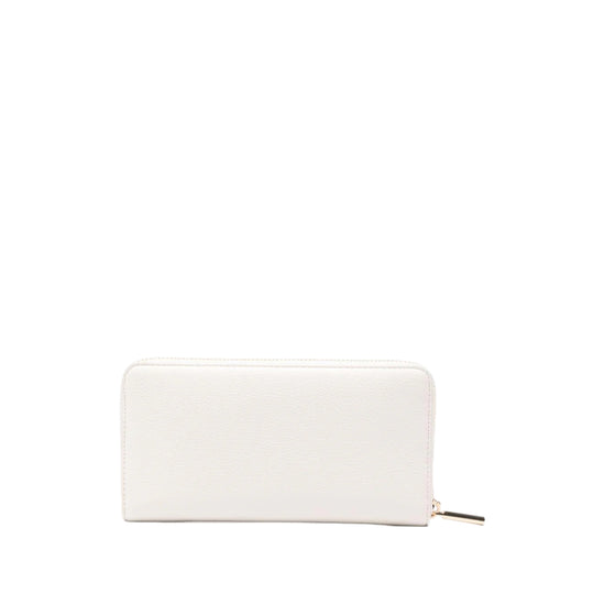 Portafoglio rettangolare bianco con dettagli oro