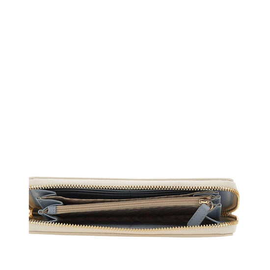 Portafoglio panna con dettagli in oro 