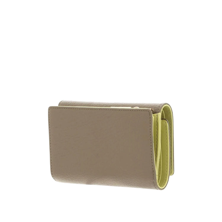 Portafoglio marrone con interni gialli