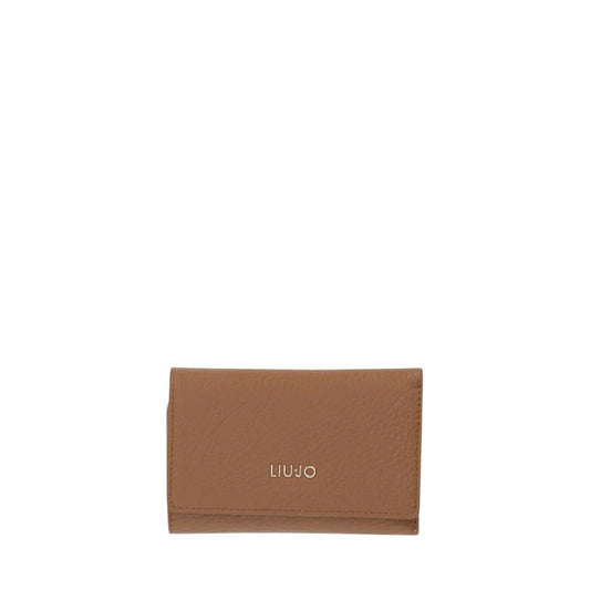 Portafoglio marrone con chiusura con patta e clip