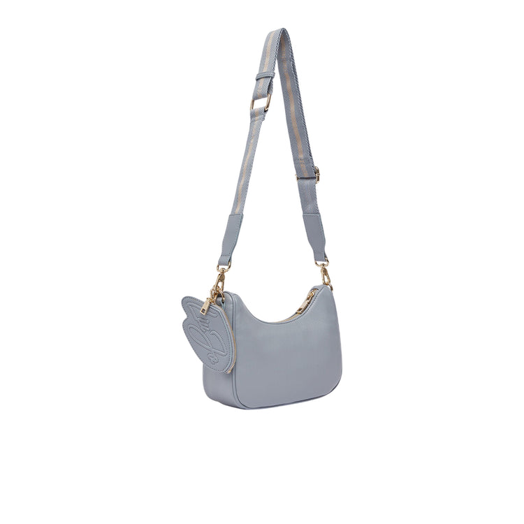 Borsa hobo piccola Donna con portamonete Celeste retro