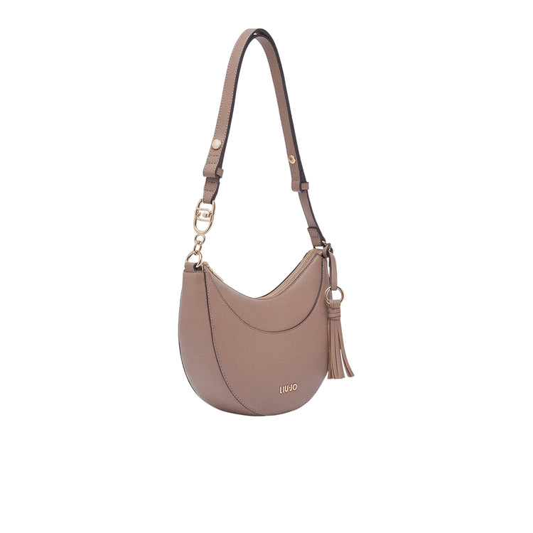Borsa Donna Beige, in similpelle, a mezzaluna 