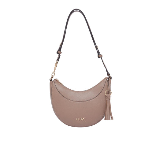 Borsa Donna Beige, in similpelle, a mezzaluna 