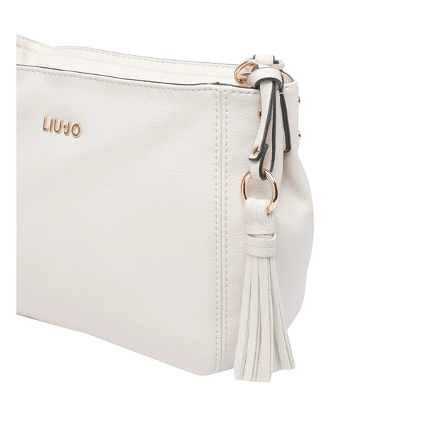 Borsa a tracolla crema con dettagli in oro