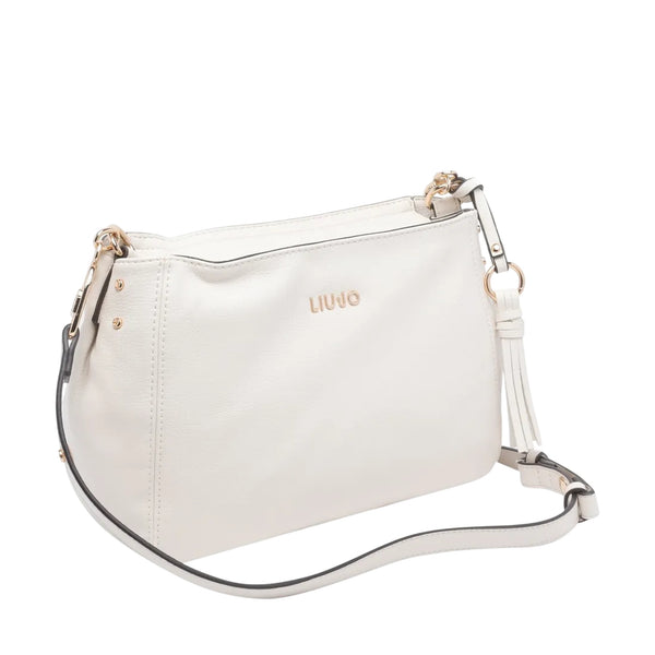 Borsa a tracolla crema con dettagli in oro