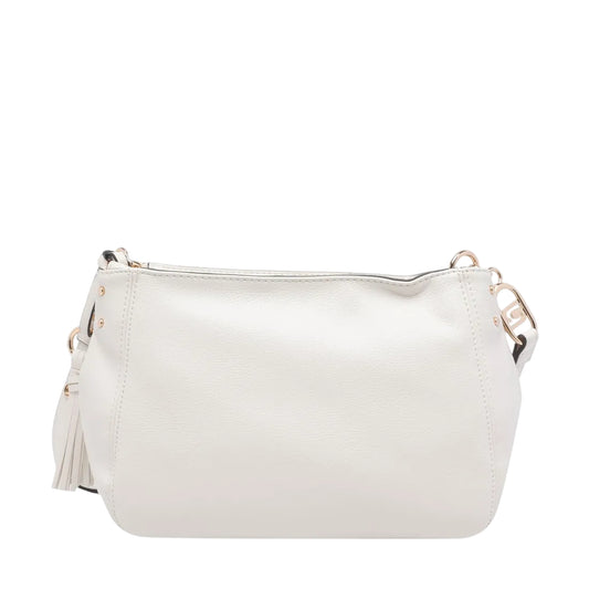 Borsa a tracolla crema con dettagli in oro