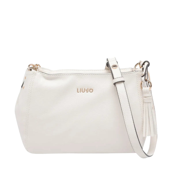 Borsa a tracolla crema con dettagli in oro